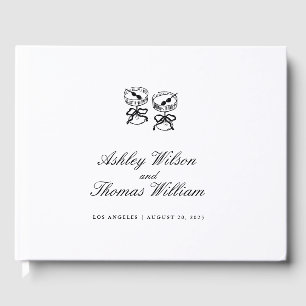 Modern Calligraphy Black White Wedding Guest Book