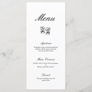 Modern Calligraphy Black & White Wedding Menu