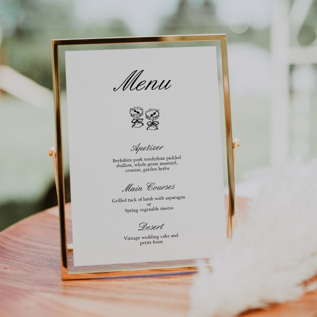 Modern Calligraphy Black & White Wedding Menu Invitation (Creator Uploaded)
