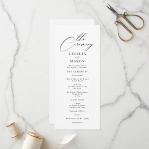 Modern Calligraphy Black & White Wedding Program Programme