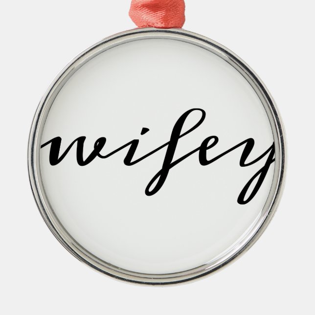 Modern Calligraphy Black Wifey Script Metal Tree Decoration (Front)