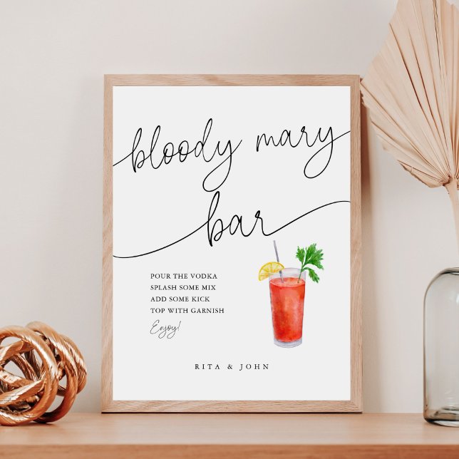Modern Calligraphy Bloody Mary Bar Wedding Sign (Creator Uploaded)