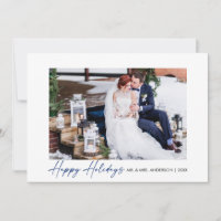 Modern Calligraphy Blue Ink Script Wedding Photo