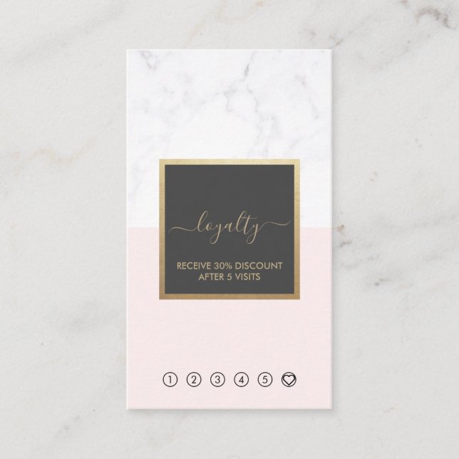 Modern Calligraphy Blush & Grey Loyalty Vertical Business Card (Front)