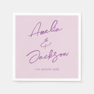 Modern Calligraphy Blush Pink Wedding  Napkins