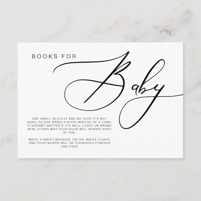 Modern Calligraphy Books for Baby, Baby Shower Enclosure Card (Front)