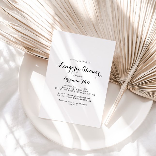 Modern Calligraphy Bridal Lingerie Shower Invitation (Creator Uploaded)