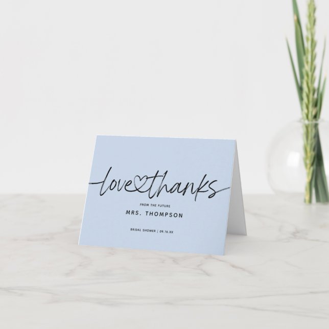 Modern Calligraphy Bridal Shower Folded Thank You Card (Front)