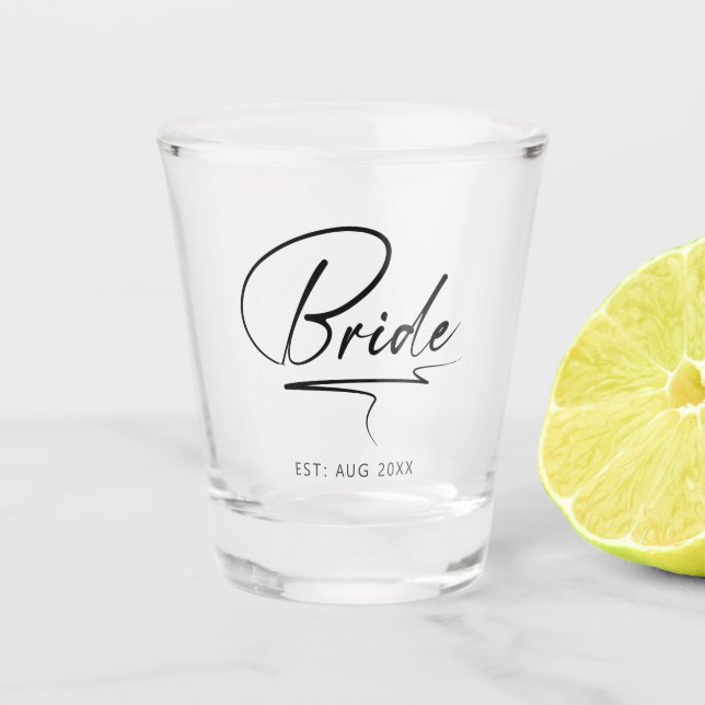 Modern Calligraphy Bride ID1025 Shot Glass (Front)
