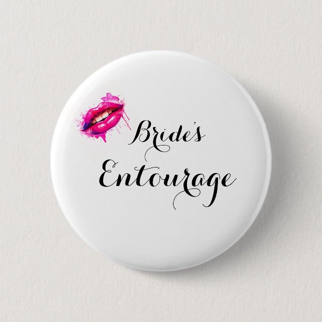 Modern Calligraphy Brides Entourage 6 Cm Round Badge (Front)