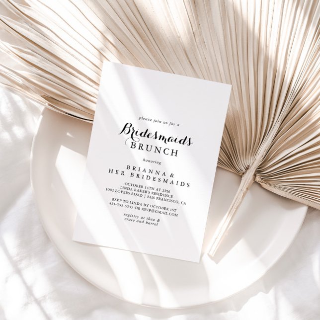 Modern Calligraphy Bridesmaids Brunch Shower Invitation (Creator Uploaded)