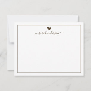 Modern Calligraphy Brown Heart Personalized Card