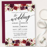 Modern Calligraphy Burgundy Floral Elegant Wedding Invitation<br><div class="desc">Modern Elegant Calligraphy Watercolor Burgundy Floral Wedding Invitation</div>