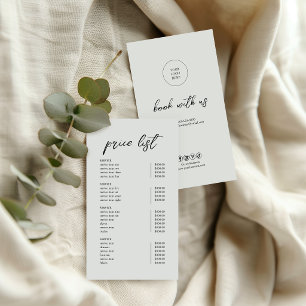 Modern Calligraphy Business Price List Services Card