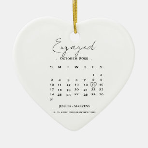 Modern Calligraphy calendar nonphoto Engaged Ceramic Tree Decoration