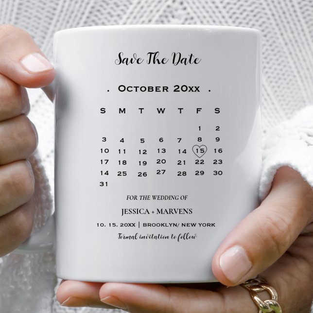 Modern Calligraphy calendar nonphoto save the date Coffee Mug (Creator Uploaded)