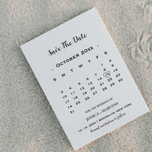 Modern Calligraphy calendar nonphoto save the date Invitation