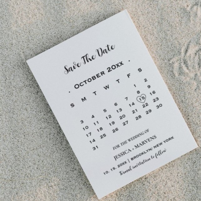 Modern Calligraphy calendar nonphoto save the date Invitation (Creator Uploaded)