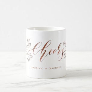 Modern calligraphy cheers rustic floral coffee mug