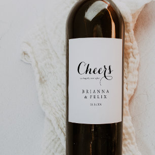 Modern Calligraphy Cheers Wedding Wine Labels