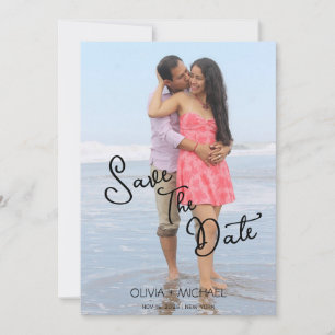 Modern Calligraphy Chic Photo Wedding Save The Dat Save The Date