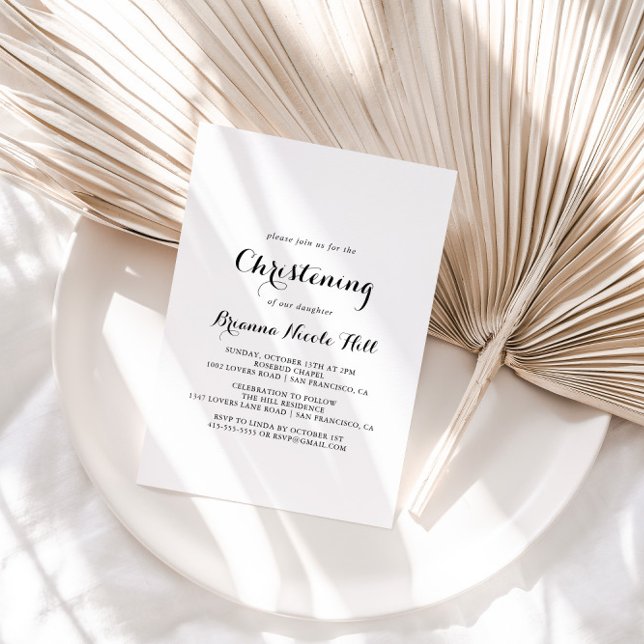 Modern Calligraphy Christening Invitation (Creator Uploaded)
