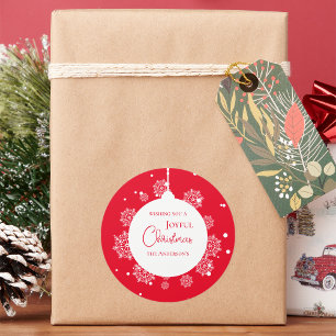 Modern Calligraphy Christmas ornament Bold Red Classic Round Sticker