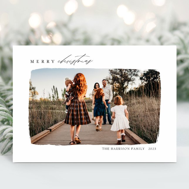 Modern Calligraphy Christmas Single Photo Holiday Card (Creator Uploaded)
