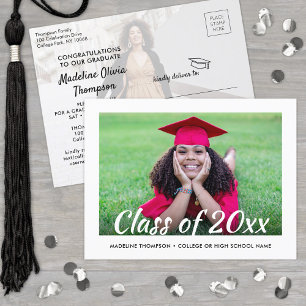 Modern Calligraphy Class Year 2 Photo Graduation Invitation Postcard