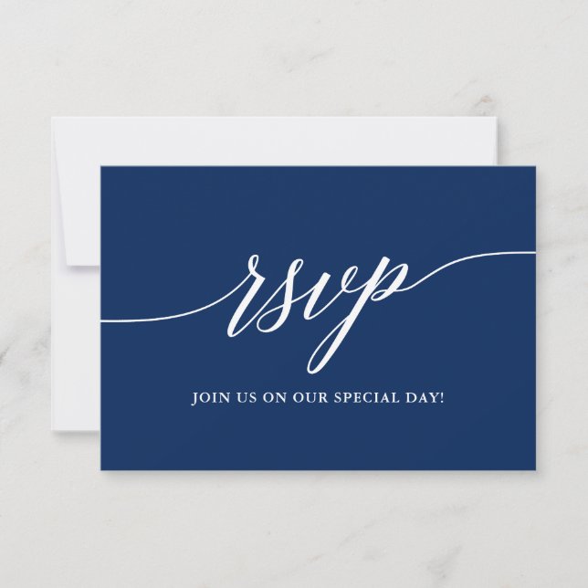 Modern Calligraphy Classic Blue RSVP Card (Front)