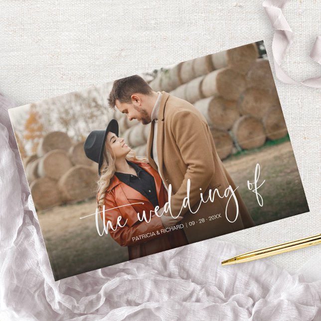 Modern Calligraphy Couple Photo Wedding Guest Book (Creator Uploaded)