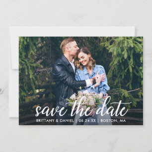 Modern Calligraphy Couple Photo Wedding Save The Date