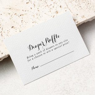 Modern Calligraphy Diaper Raffle Ticket Enclosure Card