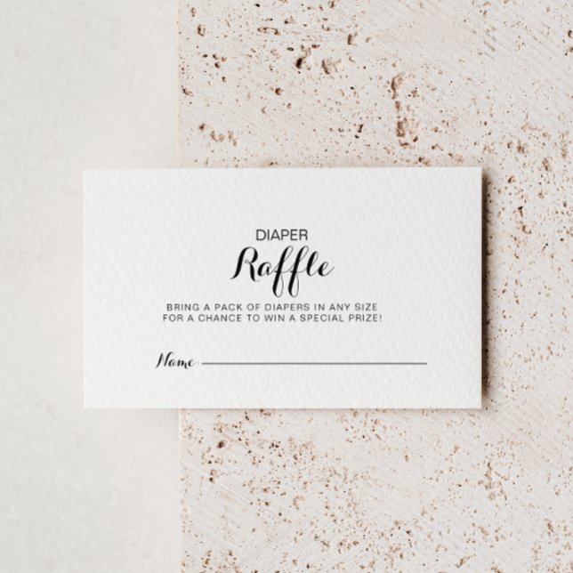 Modern Calligraphy Diaper Raffle Ticket Enclosure Card (Creator Uploaded)