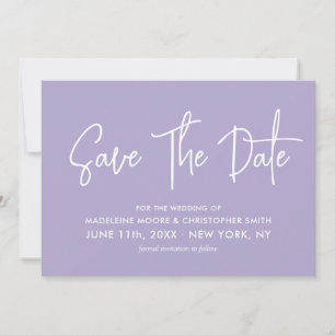 Modern Calligraphy Digital Lavender QR Code Save The Date