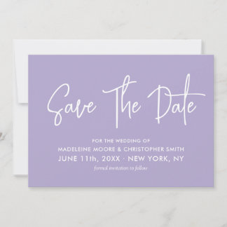 Modern Calligraphy Digital Lavender QR Code Save The Date