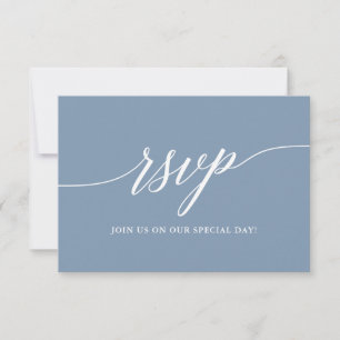 Modern Calligraphy Dusty Blue RSVP Card