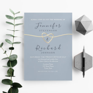 Modern Calligraphy Dusty Blue Wedding Invitation