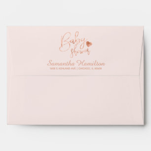 Modern Calligraphy Dusty Rose Baby Shower Envelope