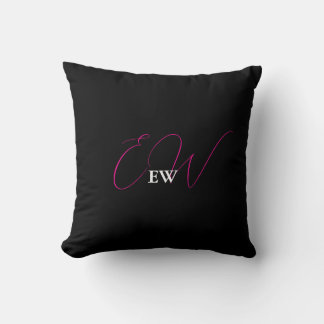 Modern Calligraphy Elegant Black and White Script Cushion