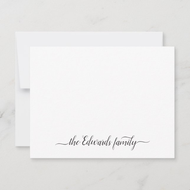 Modern Calligraphy Elegant Family Name Chic Pink Card (Front)