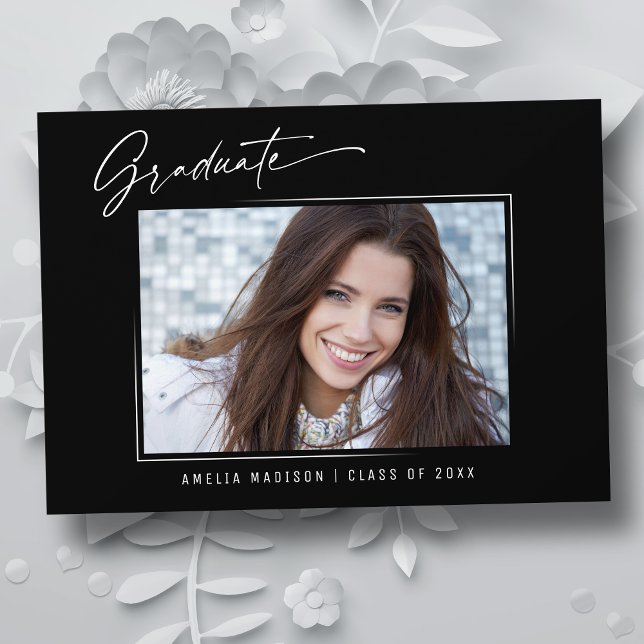 Modern Calligraphy Elegant Ink Script Graduation Announcement (Creator Uploaded)