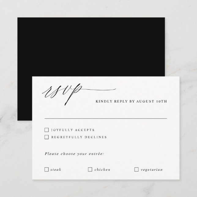 Modern Calligraphy Elegant Wedding Romantic RSVP Card (Front/Back)