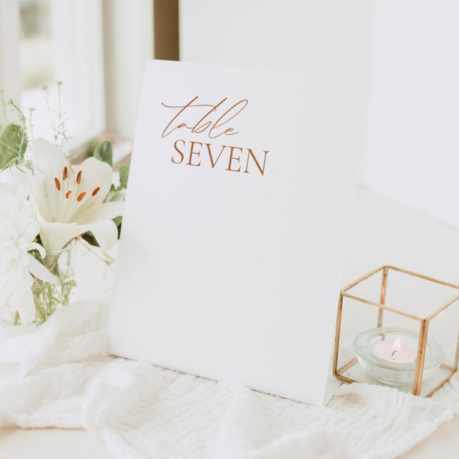 Modern Calligraphy Elegant Wedding Table Number Pedestal Sign (Creator Uploaded)