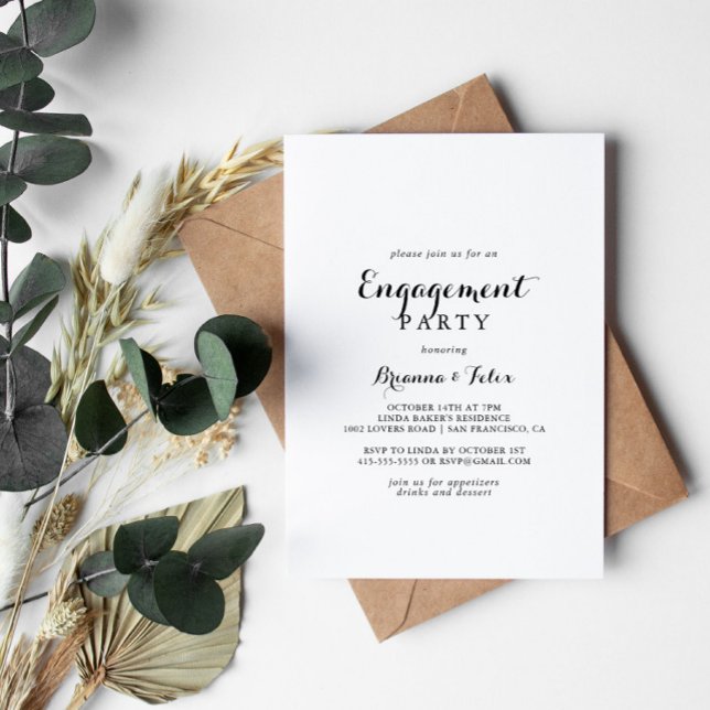Modern Calligraphy Engagement Party Invitation (Creator Uploaded)