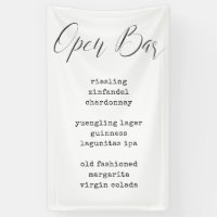 Modern Calligraphy Fabric Bar Menu Wedding Sign 