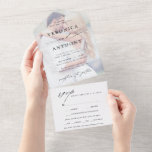 Modern Calligraphy Faded Photo Wedding All In One Invitation<br><div class="desc">Faded photo wedding invitation with an rsvp postcard for your guests to cut off and send back. For more advanced customisation of this design,  please click the BLUE DESIGN TOOL BUTTON.</div>