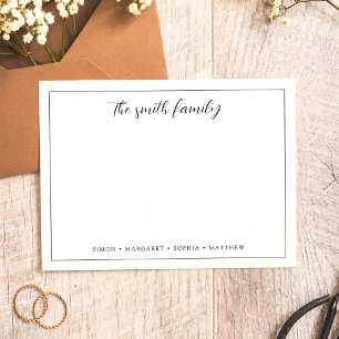 Modern Calligraphy Family Border Stationery Card