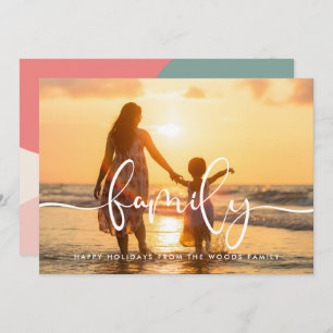 Modern Calligraphy Family Photo Christmas Holiday Card