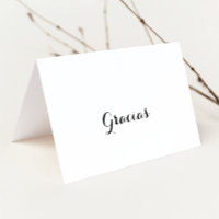 Modern Calligraphy Folded Wedding Gracias Card